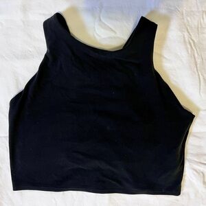 Athleta Crop Sport Bra Top, black, womens M